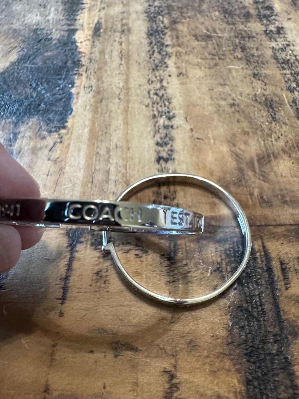 Coach Silver-Tone Engraved Hoop Earrings - Picture 2 of 5